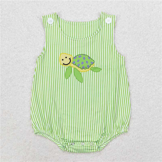 SR1093 Tortoise green striped vest bodysuit