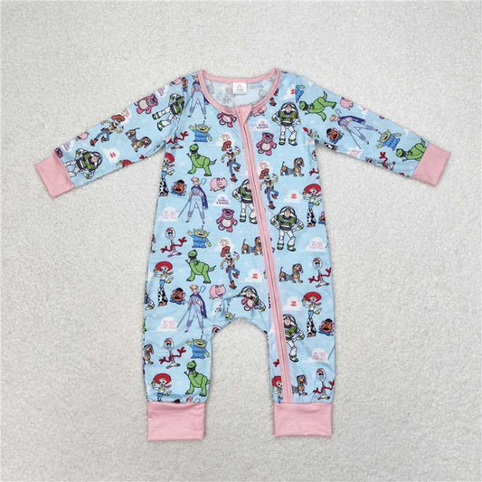 LR0987 Modal Toy Story blue and pink zipper long-sleeved jumpsuit