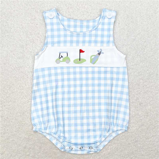 SR1176 Golf cart blue plaid vest jumpsuit