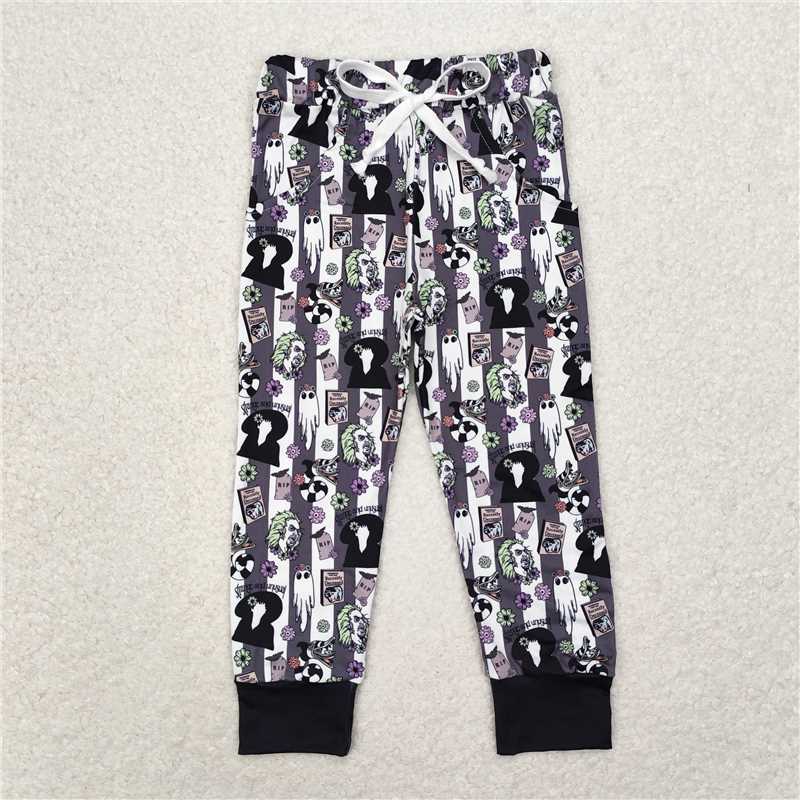 P0480 Halloween ghost clown black and white striped trousers