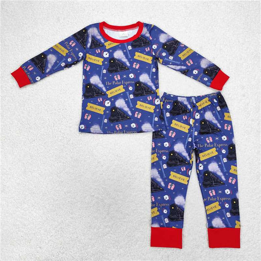 BLP0544 believe train navy blue long-sleeved trousers pajamas set