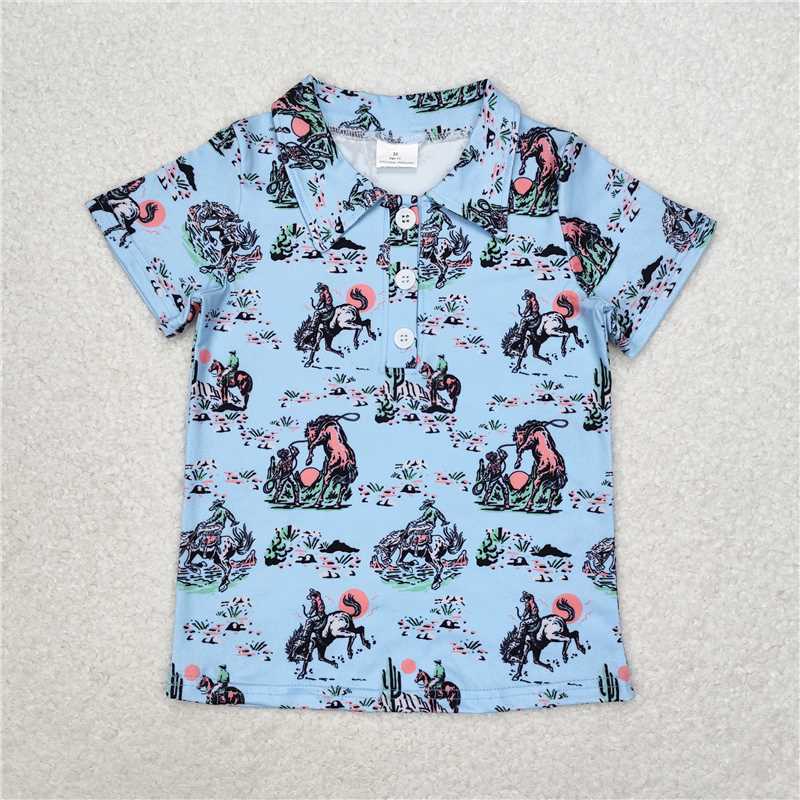 BT0661 Light blue horse riding short-sleeved top