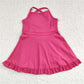 S0440 Pure rose red sportswear skirt swimsuit