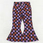 P0471 Orange purple checkered black cowboy pants