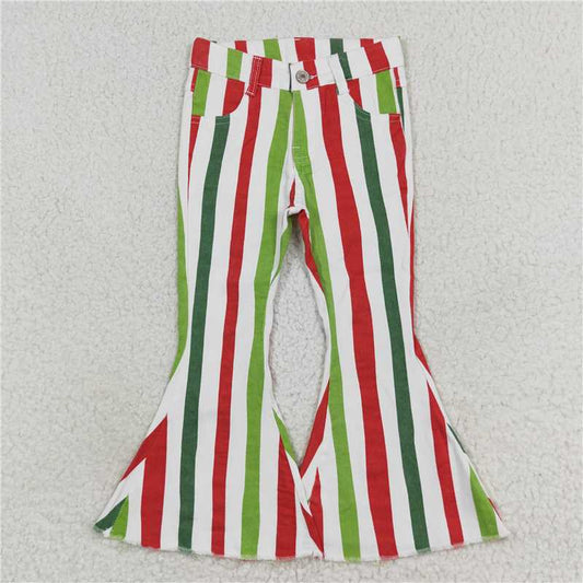 P0484 Red and green striped cowboy pants