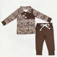 BLP0495 Leaf camouflage button long sleeve brown trousers suit