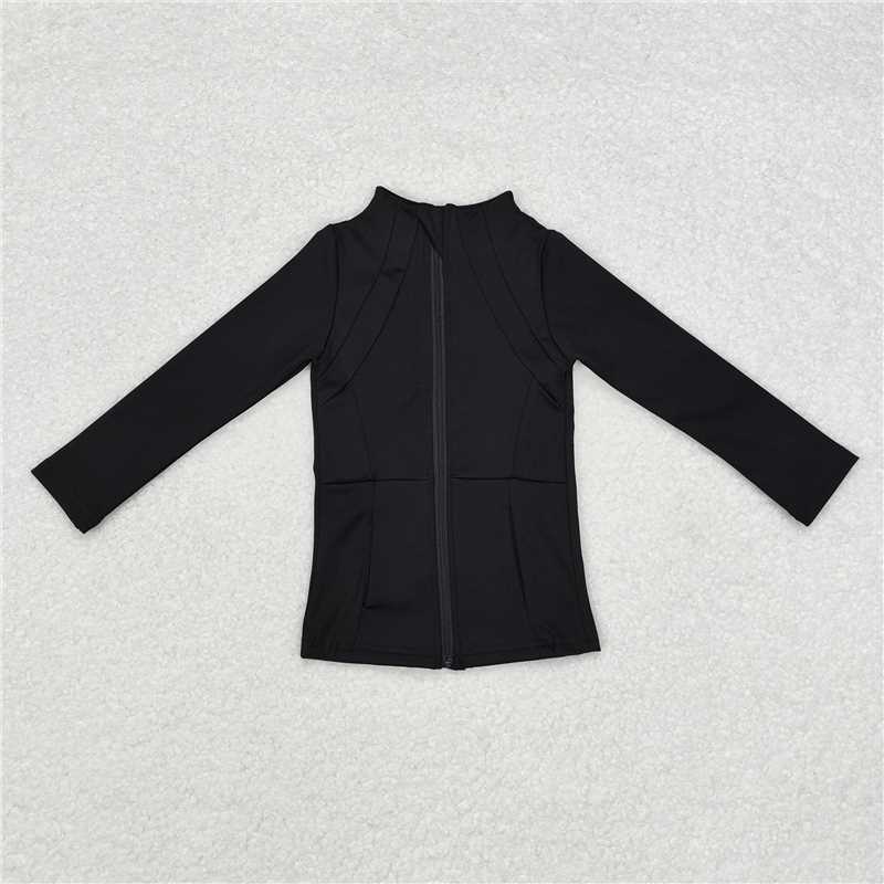 GT0685 Black yoga wear zipper long sleeve top