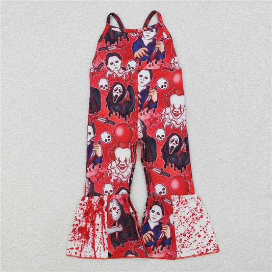 SR1965 Halloween clown balloon red sleeveless jumpsuit