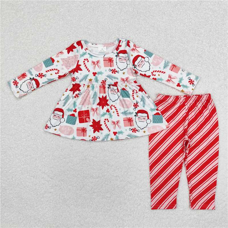 GLP1823 Santa Claus gift long-sleeved red striped trousers suit