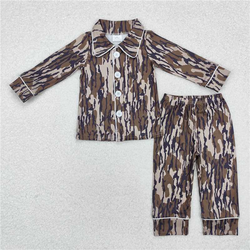 BLP0705 Military green camouflage long-sleeved trousers pajama set