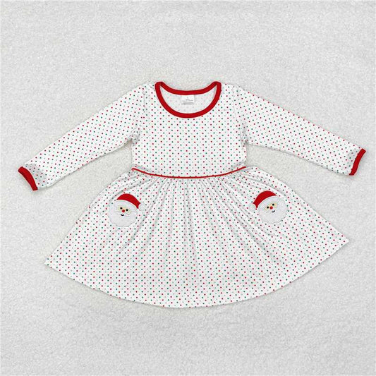 GLD0779 Embroidered Santa Claus colorful polka dot long sleeve dress