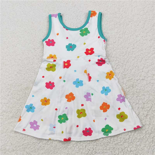 5.30 GSD2346 Colorful flower green and white yoga sleeveless dress