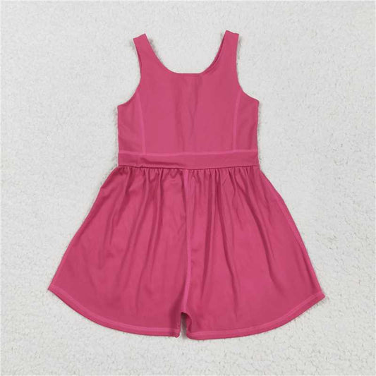 5.22 SR3022 Pure rose red yoga sleeveless jumpsuit