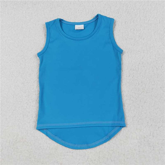 5.30  GT0986 Solid blue sleeveless yoga top
