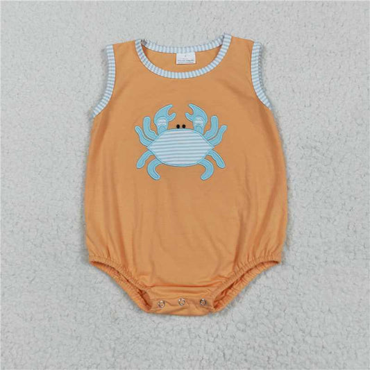 6.24 SR3058 Embroidered striped crab orange vest bodysuit