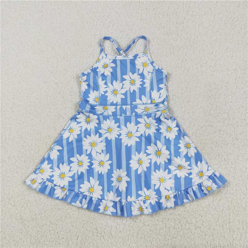 5.30  GSD2283 Flower blue striped yoga sleeveless dress