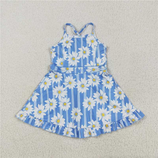 5.30  GSD2283 Flower blue striped yoga sleeveless dress