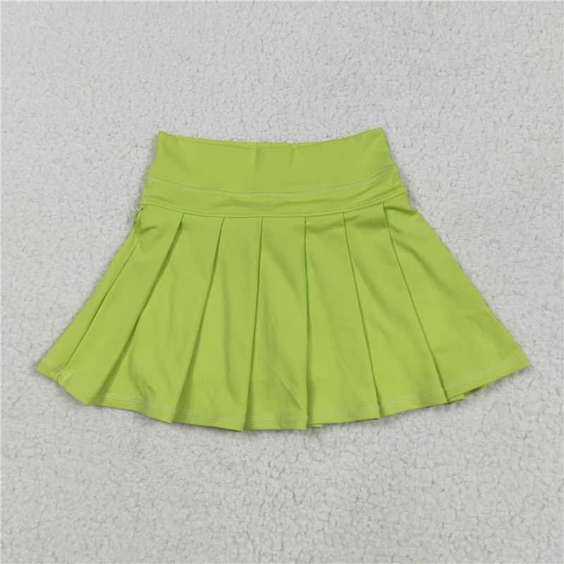 5.30 GLK0081 Solid yellow-green yoga skirt