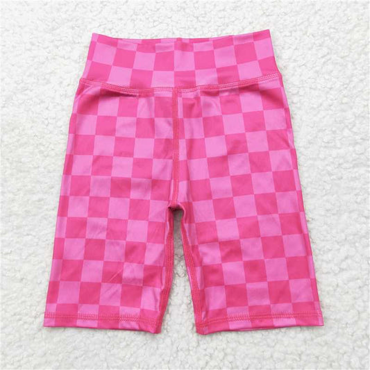 5.30  SS0538 Rose red checkered cycling shorts