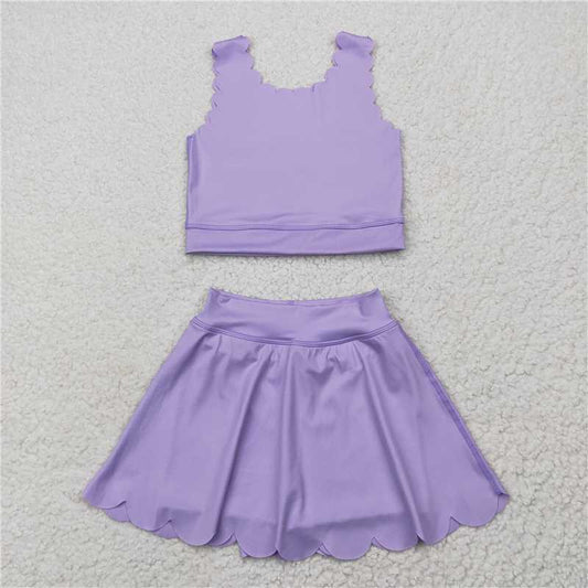 5.30  GSD2095 Pure purple vest skirt yoga set