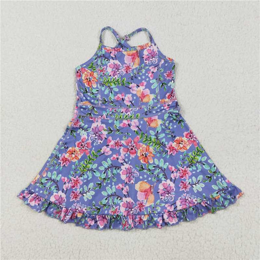 5.30  GSD2279 Flower and leaf blue and purple yoga sleeveless dress