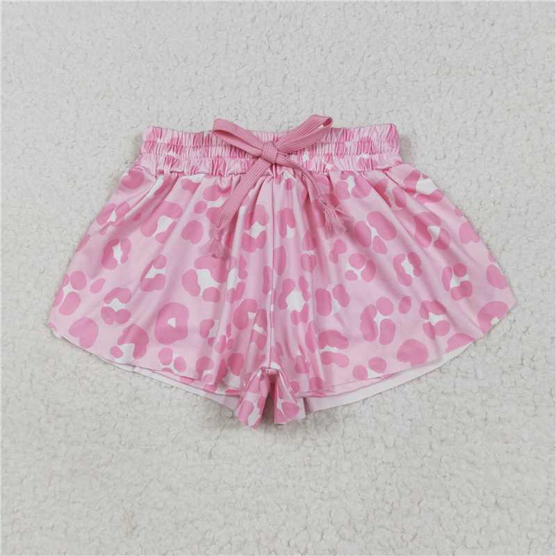 6.3 SS0587 Pink and white leopard print shorts