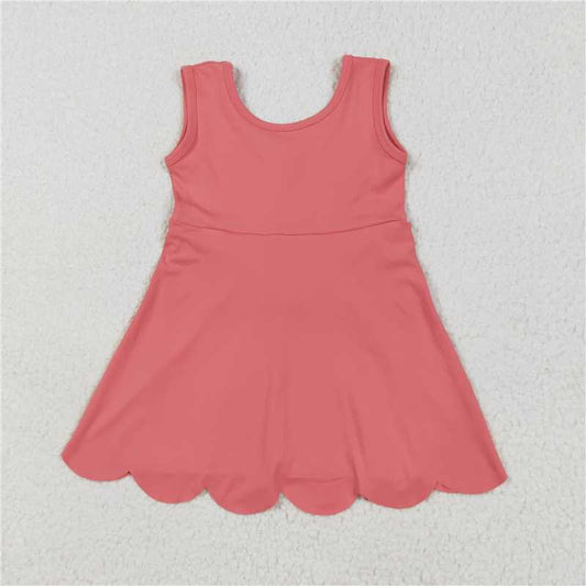 5.30  GSD2350 Solid coral red yoga sleeveless dress