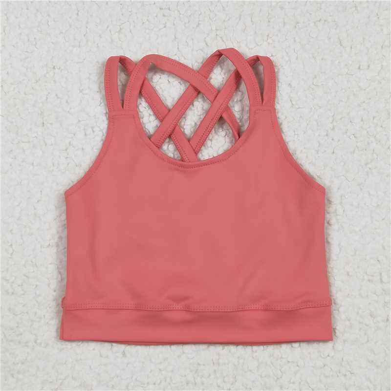 6.14 GT1004 Solid coral red camisole yoga top