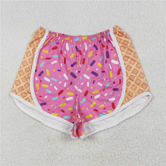 6.23 SS0574 Adult female waffle ice cream pink and orange yoga shorts