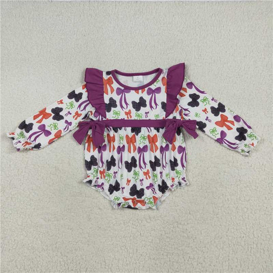 7.24  LR2285 Halloween bow pattern purple lace long-sleeved jumpsuit 6