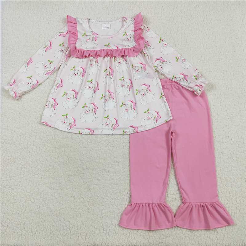7.24  GLP2345 Santa Claus pink lace long-sleeved trousers suit