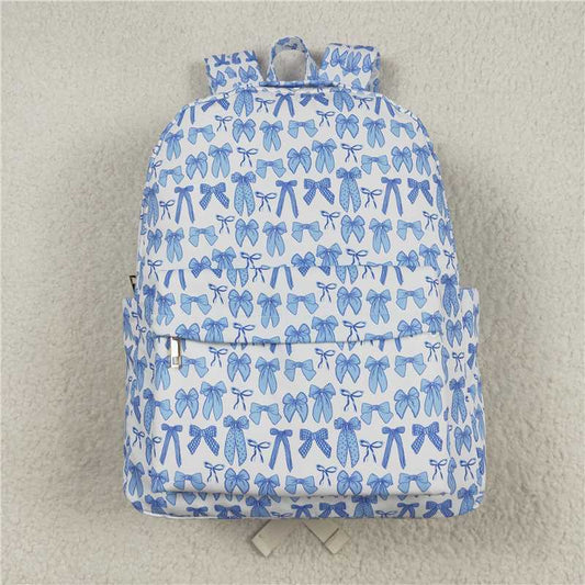 X830 BA0322 White backpack with blue bow pattern