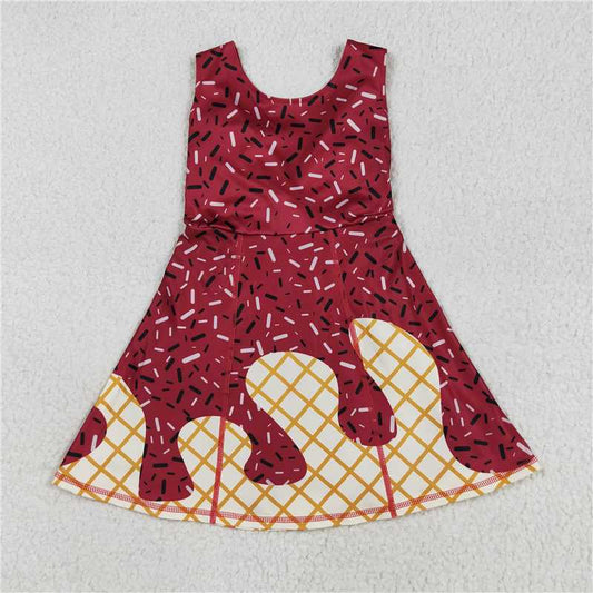 8.7GSD2749 Waffle Ice Cream Dark Red Yoga Sleeveless Dress