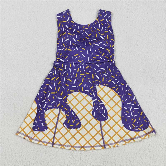 8.7GSD2752 Waffle Ice Cream Purple Yoga Sleeveless Dress