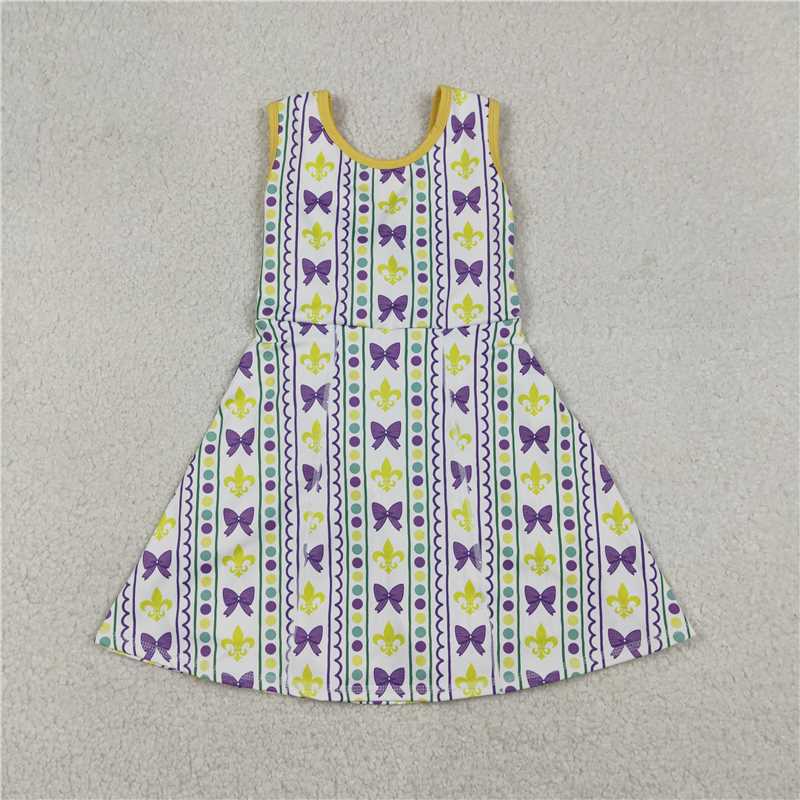 X12.23  GSD2947 Carnival Bow Pattern Wavy Striped Yoga Sleeveless Dress