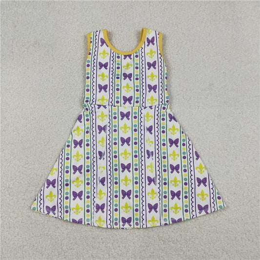 X12.23  GSD2947 Carnival Bow Pattern Wavy Striped Yoga Sleeveless Dress