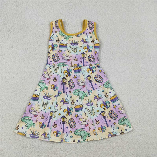 X12.23  GSD2949 Carnival Crocodile Mask Colorful Yoga Sleeveless Dress
