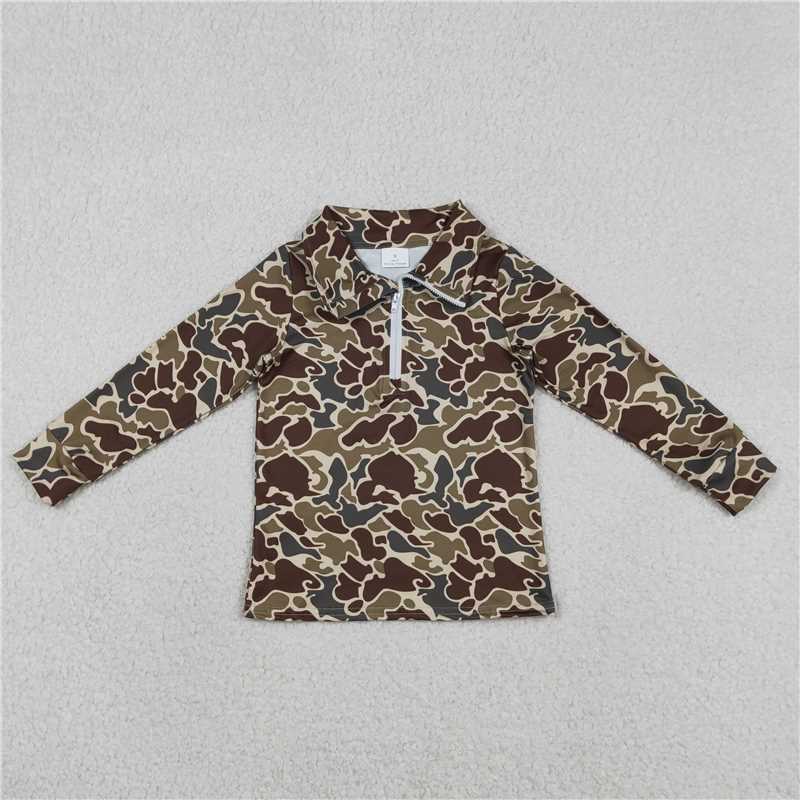 X12.31  BT1649 Brown-green camouflage zip-up long-sleeved top