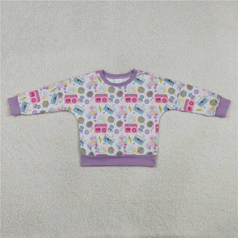 X1.8 GT1491 CD Rubik's Cube Roller Skates Purple and White Long-Sleeved Top