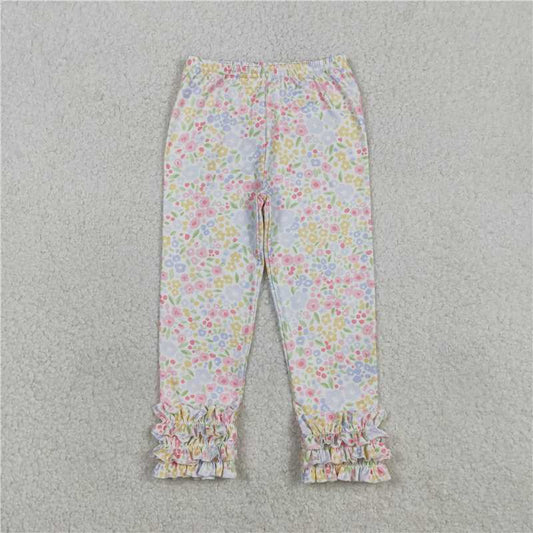 X1.9  P1005 Floral Print Trousers with Lace Trim
