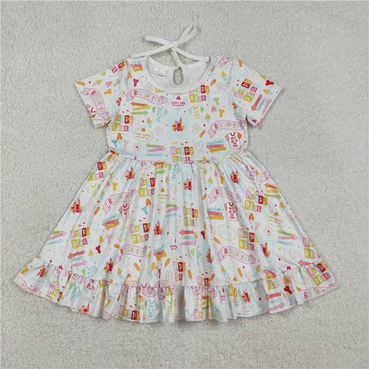 X1.7 GSD2873 Best Day Ever Letter Castle White Short-Sleeve Dress