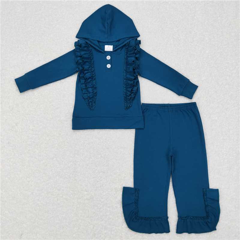 cotton girls winter hooded sets hoodie outfits navy