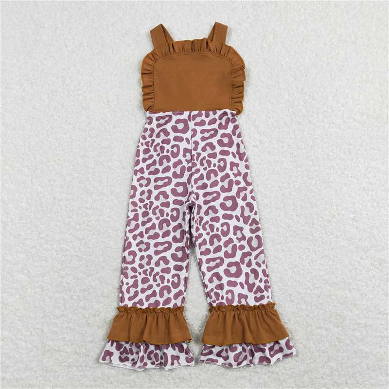 SR0965 Leopard Brown Lace Strap Jumpsuit