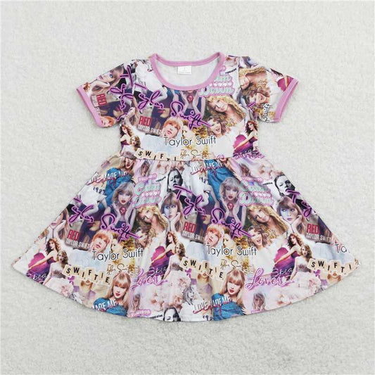 GSD0707 taylor swift purple short sleeve dress