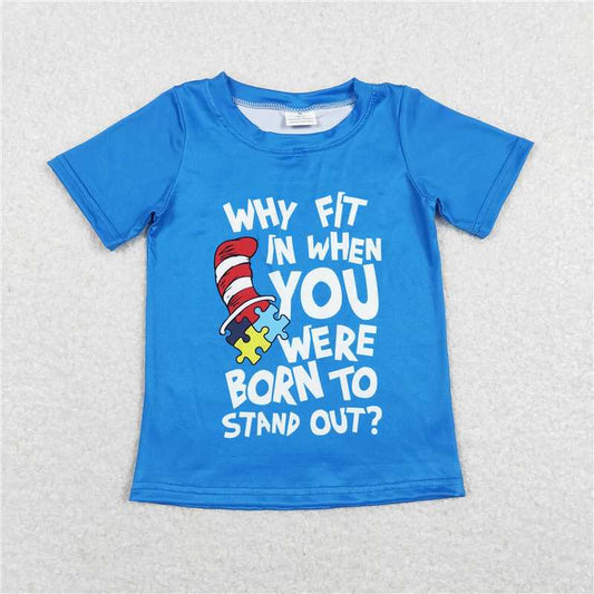 BT0479 dr seuss letter blue short sleeve top