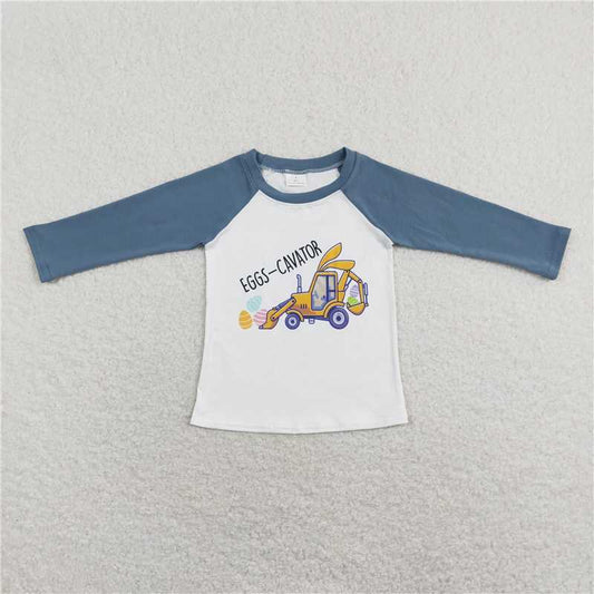 BT0499 eggs cavator Easter egg bunny digger white long sleeve top