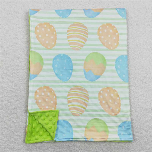 BL0102 Easter egg green and white striped baby blanket