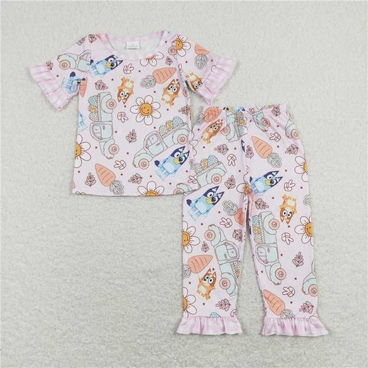 GSPO1278 bluey carrot smiley flower truck plaid pink trousers suit