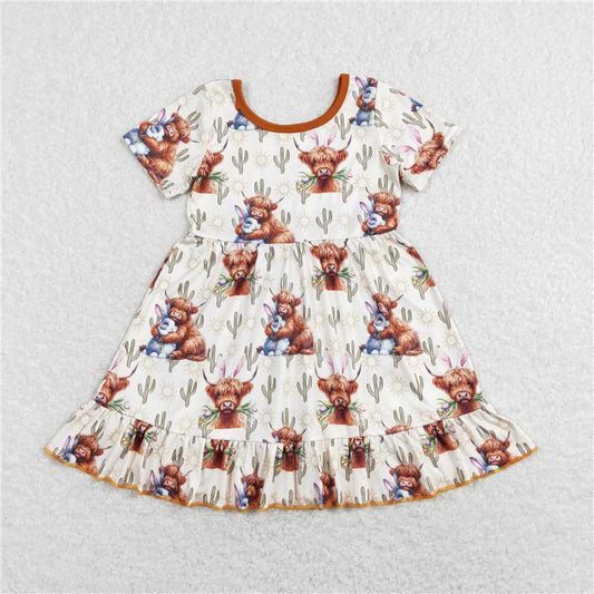 GSD0778 Alpine Bull Rabbit Ears Cactus Short Sleeve Dress