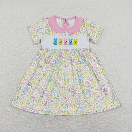 GSD0649 Embroidered colorful bunny flowers floral pink doll skirt